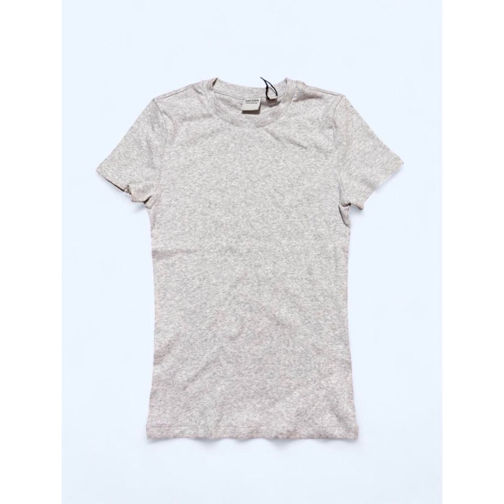Aritzia Homestretch Baby Tee Ribbed Knit Grey Fitted Top